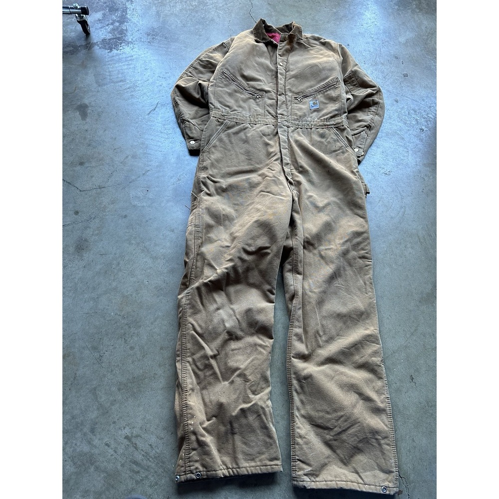 Vintage 80s Carhartt Union Quilt Lined Full Body Suit Workwear Size 44 Long